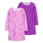 Purple Kid 2-Pack Long-Sleeve Nightgowns