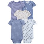 Multi Baby 5-Pack Butterfly Short-Sleeve Bodysuits