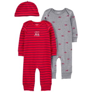Red Baby Red Car 3-Piece Jumpsuit Set