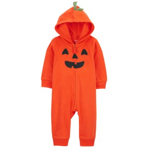 Orange Baby Halloween Jack-O-Lantern Hooded Jumpsuit