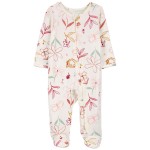 Ivory Baby Zip-Up Floral PurelySoft Sleep & Play Pajamas