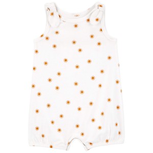 White/Gold Baby Sun Cotton Romper