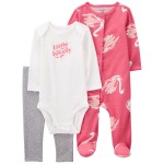 Multi Baby 3-Piece Swan Sleep & Play Pajamas & Pant Set