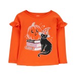 Orange Baby Halloween Cat Flutter Tee