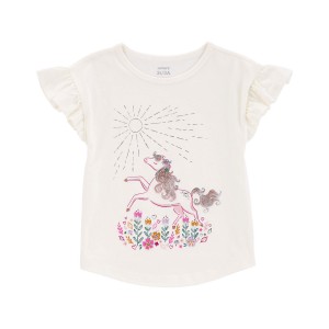 Ivory Baby Floral Horse Flutter Tee