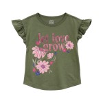 Green Baby Let Love Grow Floral Flutter Tee