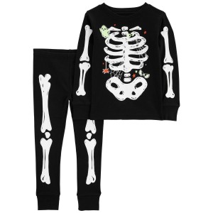 Multi Toddler 2-Piece Glow Halloween Skeleton 100% Snug Fit Cotton Pajamas