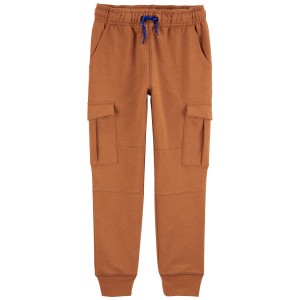 Brown Kid Pull-On Knit Cargo Pants