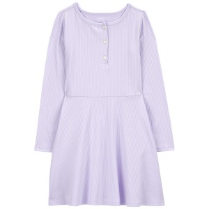 Purple Kid Long-Sleeve Ribbed Dress