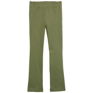 Green Kid Ribbed Flare Pants