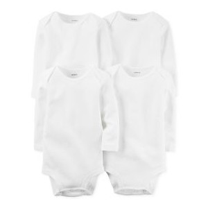 Baby Boys or Baby Girls Solid Long Sleeved Bodysuits Pack of 4