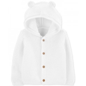 Baby Cotton Hooded Cardigan With Bear Ears