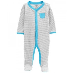 Baby Boys or Baby Girls Striped Snap Up Thermal Sleep and Play