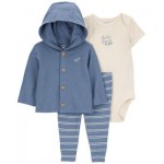 Baby Boys Little Cardigan Bodysuit and Pants 3 Piece Set