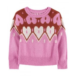 Toddler Girls Heart Mohair Like Pullover Sweater