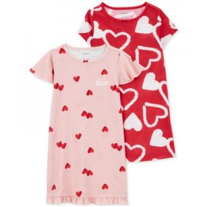 Big Girls Heart-Print Nightgowns Pack of 2