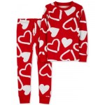 Toddler Hearts-Print 100% Snug-Fit Cotton Pajamas 2 Piece Set