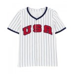 Toddler Boys USA Striped Baseball Tee