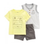 Baby Boys Ocean Graphic T-Shirt Tank Top & Shorts 3 Piece Set