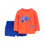 Baby Boys Two-Piece Shark Rashguard Swim Set