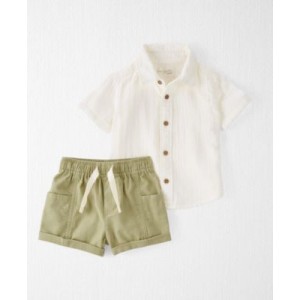 Baby Boys Organic Cotton Button-Front Shirt and Shorts Set