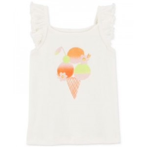 Toddler Girls Ice Cream Graphic Cotton Flutter-Sleeve Tank Top