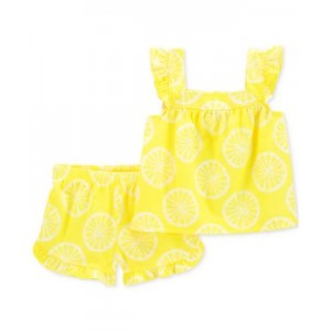 Toddler Girls Lemon-Print Loose-Fit Pajamas Set 2 Piece Set