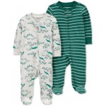 Baby Boy 2-Way-Zip Footed Sleep and Play Coveralls Pack of 2