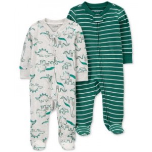 Baby Boy 2-Way-Zip Footed Sleep and Play Coveralls Pack of 2