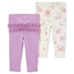 Baby Girls 2 Pack Floral Pull On Pants
