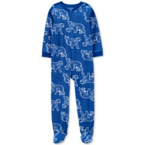 Big Kids Bear-Print Fleece One-Piece Footed Pajamas