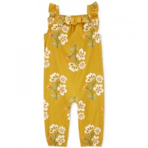 Baby Girls Floral-Print Flutter-Sleeve Jumpsuit