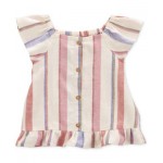 Toddler Girls Stripe Button-Down Linen Top