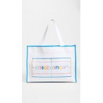 Embroidered Knit Shopper Tote