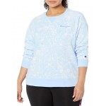Plus Size Campus French Terry Crew Marble Wave Ciel Blue
