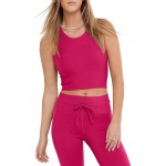 Soft Touch Crop Top - Ribbed Strawberry Rouge