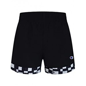 Woven Shorts Checker All Over Print Piecing (Big Kids) Black