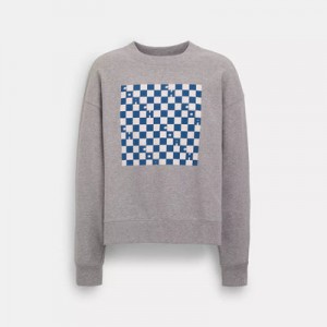 checkerboard crewneck sweatshirt