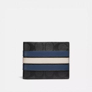 3 in 1 wallet in signature canvas with varsity stripe