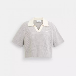 cropped knit polo