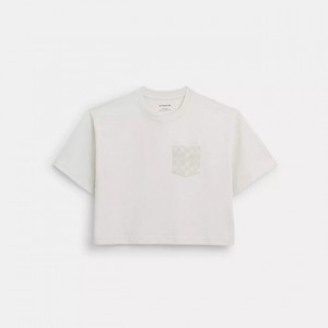 cropped t shirt with signature pocket in organic cotton