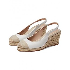 Cloudfeel Espadrille Wedge Slingback 80 mm White Leather Natural Linen