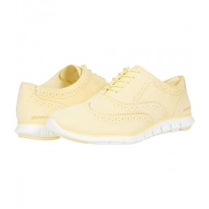 Zerogrand Wing Tip Oxford Closed Hole II Pale Banana Suede/Pale Banana Paintline/Optic Whit