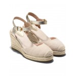 Cloudfeel Espadrille Wedge 80 mm II Natural Linen/Soft Gold Leather