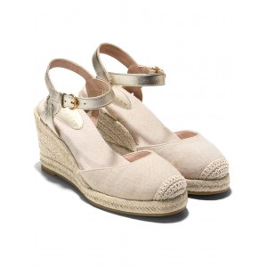 Cloudfeel Espadrille Wedge 80 mm II Natural Linen/Soft Gold Leather