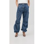 Denim Wide Leg Cargo Pants