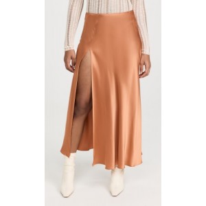 Silk Midi Skirt with High Slit