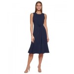 Womens Sleeveless Ruched-Front Dress