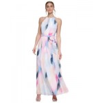 Womens Printed Halter Gown