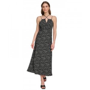Womens Printed Strappy Sleeveless Midi Dress